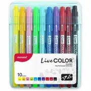 Monami New Live Color Pen Set 10 Colors Twin Liner Thin and Medium Line