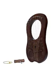 Brown 10 Srings Lyre Harp Celtic Style with Tuning Key and Extra Strings