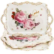 3-Pack Melamine Serving Tray, Stackable Food Tray with Handles for Eating, Un...