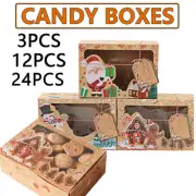 3-24PCS Christmas Cookie Boxes with Window Kraft Bakery Treat Boxes Party Favor
