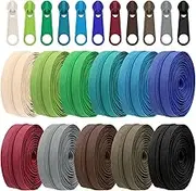 Tanstic 121Pcs(11 Sets) 33 Yards #3 Nylon Coil Zippers with Zipper Sliders Assortment Kit, 11 Colors Sewing Zippers Zipper Tape Nylon Zippers Bulk with Zipper Heads for Tailor Sewing Crafts
