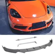 Glossy Black Front Bumper Lip Splitter Kits + Strut Rod For Porsche 718 Cayman (for: Porsche)