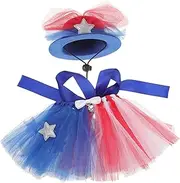 SUPVOX Dog Independence Day Costume Accessory Set Mesh Tutu Skirt Hat for Small Pups