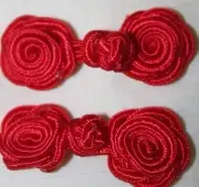 Lot 12 sets gimp floral rose Chinese Red Frog Frogs closure closures 1.75"