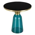 19" Round Side End Table with Glass Top and Gold Iron Rim