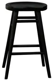 Scandinavian Solid Mahogany Timber Kitchen Counter Stool - Black