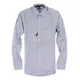 美國百分百【Tommy Hilfiger】TH 男 襯衫 長袖 上衣 休閒 口袋 藍色 白色 格紋 XS號 F178