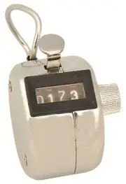 Handheld Tally Counter, Four Digit Display with Finger Ring, Silver - Eisco Labs