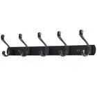 17.7" Dual 5 Hooks Wall Hooks Coat Rack Coat Hooks Zinc Alloy Black-A 1Pcs