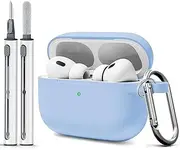 [Woyinger] AirPods Pro Case Cover with Cleaner Kit,Soft Silicone Case for Apple AirPod Pro 1st/2nd Generation,AirPods Pro/Pro 2 Case Accessories with Keychain-Denim Blue