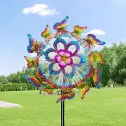 Solar Butterfly Wind Spinner Windmill Kinetic Outdoor Sculpture Yard Decoration