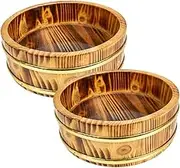 LIFKOME Elegant Japanese Sushi Rice Bowl Multi-Functional Kitchen Storage Sauna Bucket Wooden Rice Container