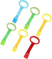 CATIEBYE Infant Crib Pull Rings 6pcs Set Safe Hanging Ring Toys Walking Aid for Boys and Girls