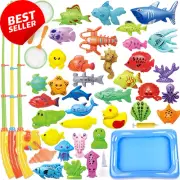 Kids Pool Fishing Toy, Magnetic Water Table Bathtub Game for Toddlers