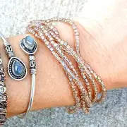 Boho Seed Bead Bracelet, Bohemian Mod Chic, 8"