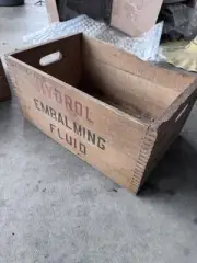 Antique Hydrol Red Embalming Fluid Wooden Crate Box Funeral Supply Used
