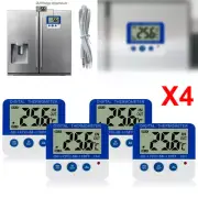 4Pcs Digital Fridge / Freezer Thermometer Magnet w/Alarm Maximum Minimum History