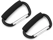 1Pair Large Buggy Carabiner Hooks Pram Pushchair Stroller Clip Hook Black D Shape 14cm