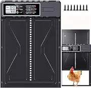 Large Automatic Chicken Door With Timer - Intelligent Pinch Protection, Electric Flap, Aluminium Alloy, Automatic/Hand Mode, Programmable Waterproof LCD Screen