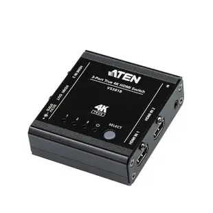 【ATEN 宏正】3埠真4K HDMI影音切換器 VS381B【三井3C】