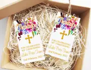 10 White Thank You Gift Tags Favour Personalised Baptism Christening Communion