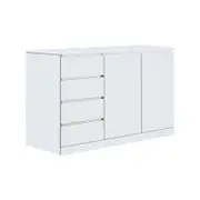 Foret Dresser Tallboy Lowboy Cabinet Bedroom Storage Chest 4 Drawers Wood White 2 Doors