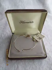 Krementz Gold Rose Bangle Bracelet Vintage 2.25" x 1.75" Opening New in Box Tag