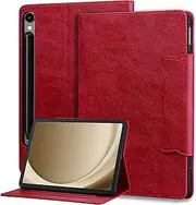 Case for Samsung Galaxy Tab S9 FE+ / S9 FE Plus 12.4 inch, Premium Leather Lightweight Business Case with Stand, Card Slots, Automatic Wake/Sleep for Samsung Galaxy Tab S9 FE Plus, Red
