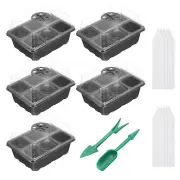 8 Pack 6 Cell Seeding Starting Tray Kit for Greenhouse Planting Black