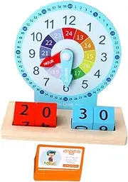 ifundom Educational Clock for Boys and Girls Wooden Learning Toys Numbers Time Learning Toy for Toddlers