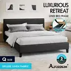 ALFORDSON Bed Frame Queen Size Mattress Base Wooden Platform Fabric Charcoal