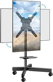 ELIVED Rolling TV Stand for Most 23"-60" TVs, Mobile TV Cart 90° Rotation Landscape to Portrait, Height Adjustable Floor TV Stand with Extendable Base, Max VESA 400x400mm, Up to 77 Lbs, YD2114B