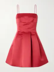 [Emilia Wickstead] Emilia Wickstead - Honor Pleated Duchesse-satin Mini Dress - Red - UK 18 UK 18 Red