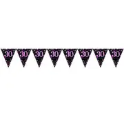 Pink Celebration 30 Prismatic Plastic Pennant Banner