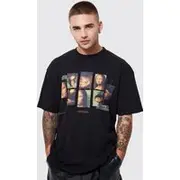 Mens Black Oversized Mona Lisa Graphic Printed T-shirt