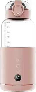 IOIUSKKU Wireless Bottle Heater Convenient Heating with One Click Bottle Thermostat Glass Portable Warmer Wireless Warmer Healthy, Pink