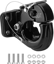 SPARKWHIZ Pintle Hook Hitch 60,000 lbs, Fits 2-1/2 to 3-Inch Lunette Ring Pintle Hitch Receiver, Forged Steel Structure, Anti Corrosion and Anti Rust Coating