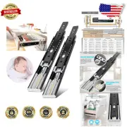 Premium 14" Ball Bearing Drawer Slides - Full Extension Design, Kid-Safe Closing