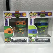 Funko POP Michelangelo And Leonardo 1395 1391 Movies Action Figure Set Of 2