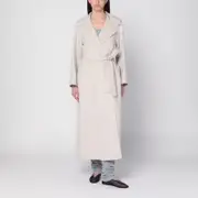 ['S Max Mara] Ivory wool robe coat 42 IT White