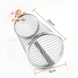 304不鏽鋼圓筒烤網 燒烤架燒烤籃圓形燒烤籠戶外BBQ煙熏籠便攜式燒烤網旋轉滾筒