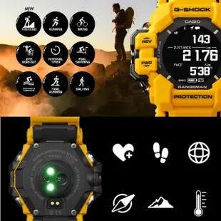 【CASIO 卡西歐】G-SHOCK 戶外首選 心率偵測 GPS定位 藍牙 太陽能電力 搶眼黃 運動系列 GPR-H1000-9_53.2mm