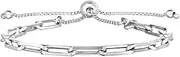 [JewelryWeb] 925 Sterling Silver Sparkle Cut/Textured Bracelet With Draw String Clasp 23 Centimeters Link-Bracelet for Women