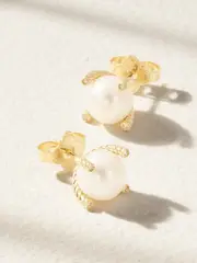 [David Yurman] David Yurman - Cable Collectibles 18-karat Gold, Pearl And Diamond Earrings - One size One size Gold