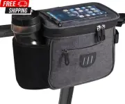 JXLHZLF Bike Handlebar Bag,Large Bicycle Front Storage Pouch Bag,6.5 Inch Transp