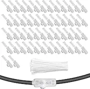50 Pieces Transparent Cable Labels, 32 x 11 mm Cable Label Identification Box with 100 Pieces White Cable Ties, Cable Tags Box, Clear Cable Ties, for Cable Management and Identification