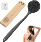 Silicone Back Scrubber for Shower(Thick Bristles), Body Scrubber with 15'' Lo...