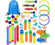 43pcs kids pool toys, pool diving toy set, kids underwater toys, diving training swimming toys, pool party