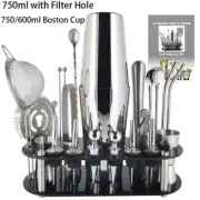 22Pcs 750/600ml Cocktail Shaker Bar Tools Wine Mixer Set Bartender Shakers Tool