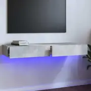 vidaXL TV Cabinet with LED Lights Concrete Grey 120x35x15.5 cm HEE